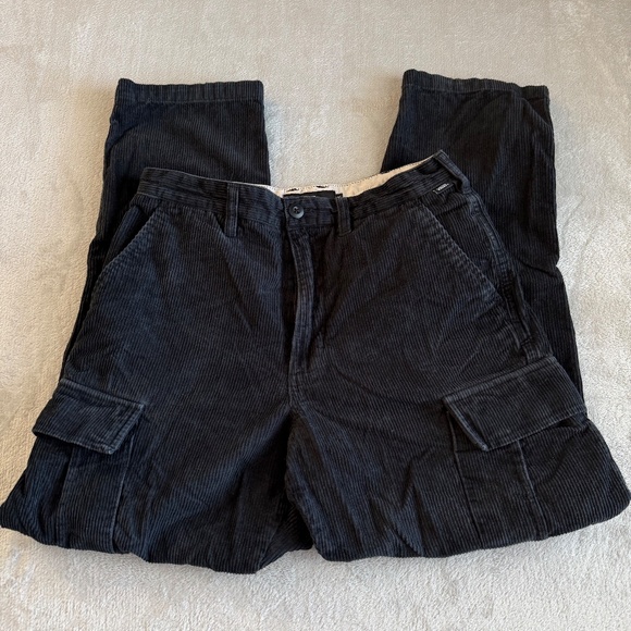 Vans Mens Corduroy Cargo Pants Loose Tapered Fit Size 29x29 Black Skater Y2K - Picture 5 of 11